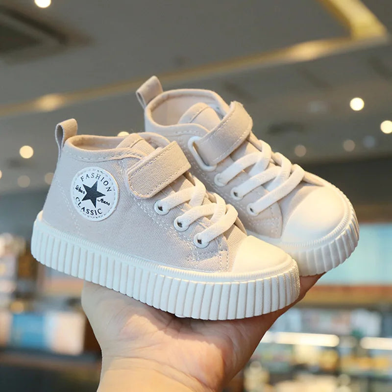 Tênis Infantil de Lona Cano Alto, com Velcro