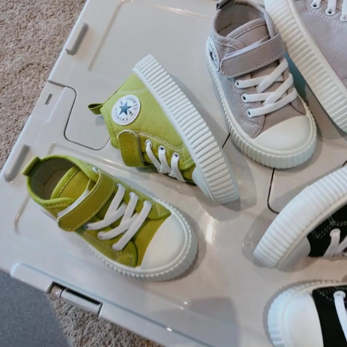 Tênis Infantil de Lona Cano Alto, com Velcro