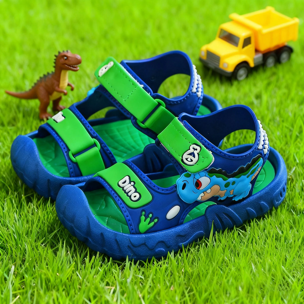 Sandália Infantil 3D de Dinossauro, Fechada, Macia e Antiderrapante