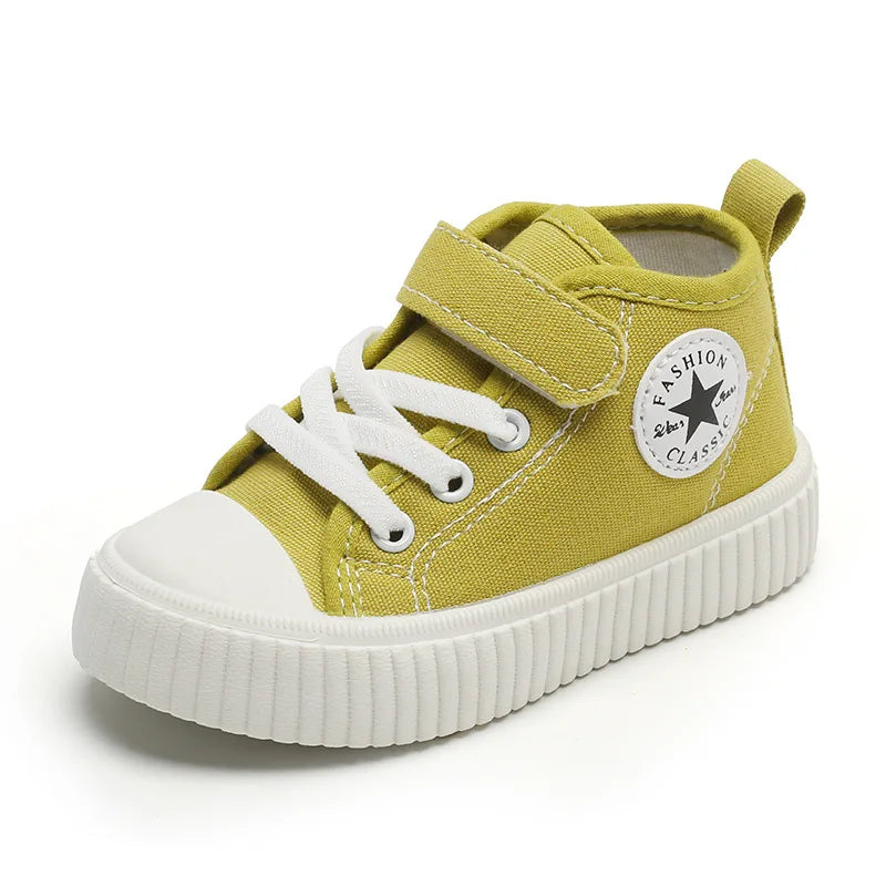 Tênis Infantil de Lona Cano Alto, com Velcro