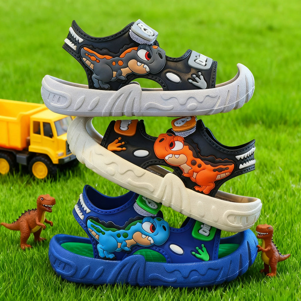 Sandália Infantil 3D de Dinossauro, Fechada, Macia e Antiderrapante