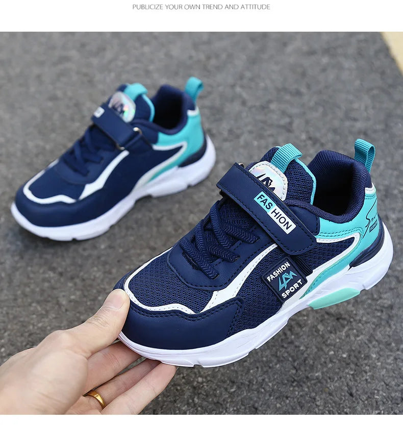 Tênis Infantil Casual para Meninos e Meninas, Respirável, com Tela e Fechamento em Gancho e Argola