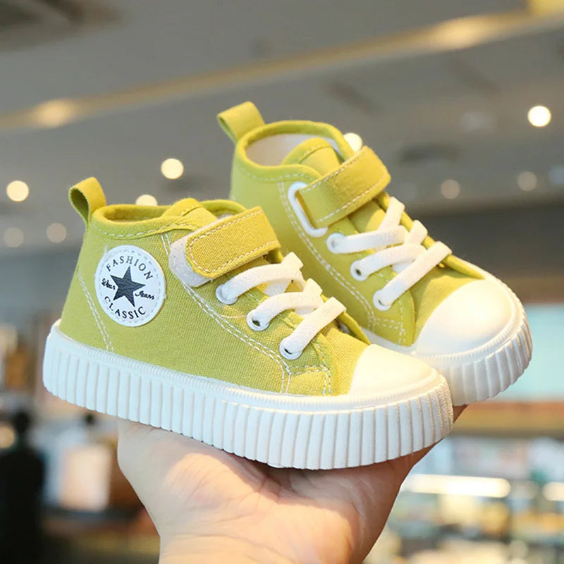 Tênis Infantil de Lona Cano Alto, com Velcro