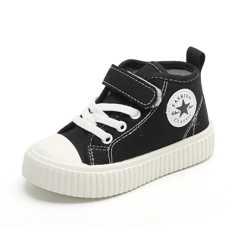 Tênis Infantil de Lona Cano Alto, com Velcro
