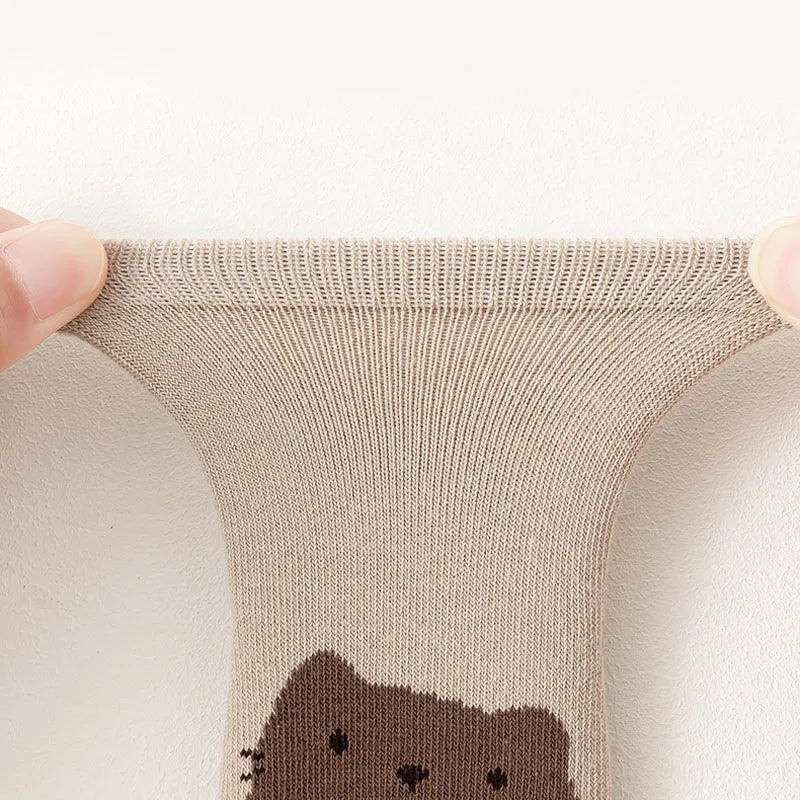 Kit com 6 Pares de Meias Infantis Antiderrapantes – Raposa e Urso