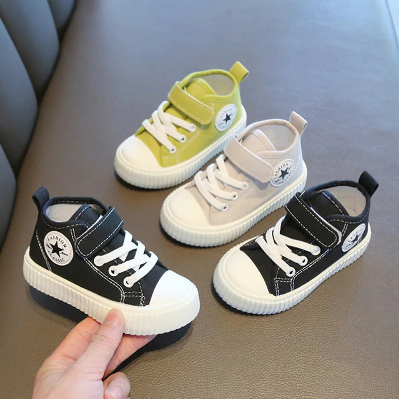 Tênis Infantil de Lona Cano Alto, com Velcro