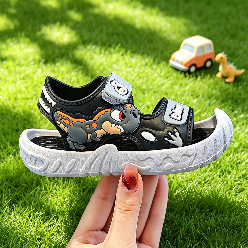 Sandália Infantil 3D de Dinossauro, Fechada, Macia e Antiderrapante