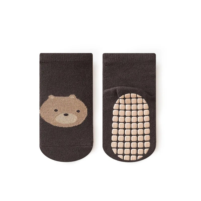 Kit com 6 Pares de Meias Infantis Antiderrapantes – Raposa e Urso