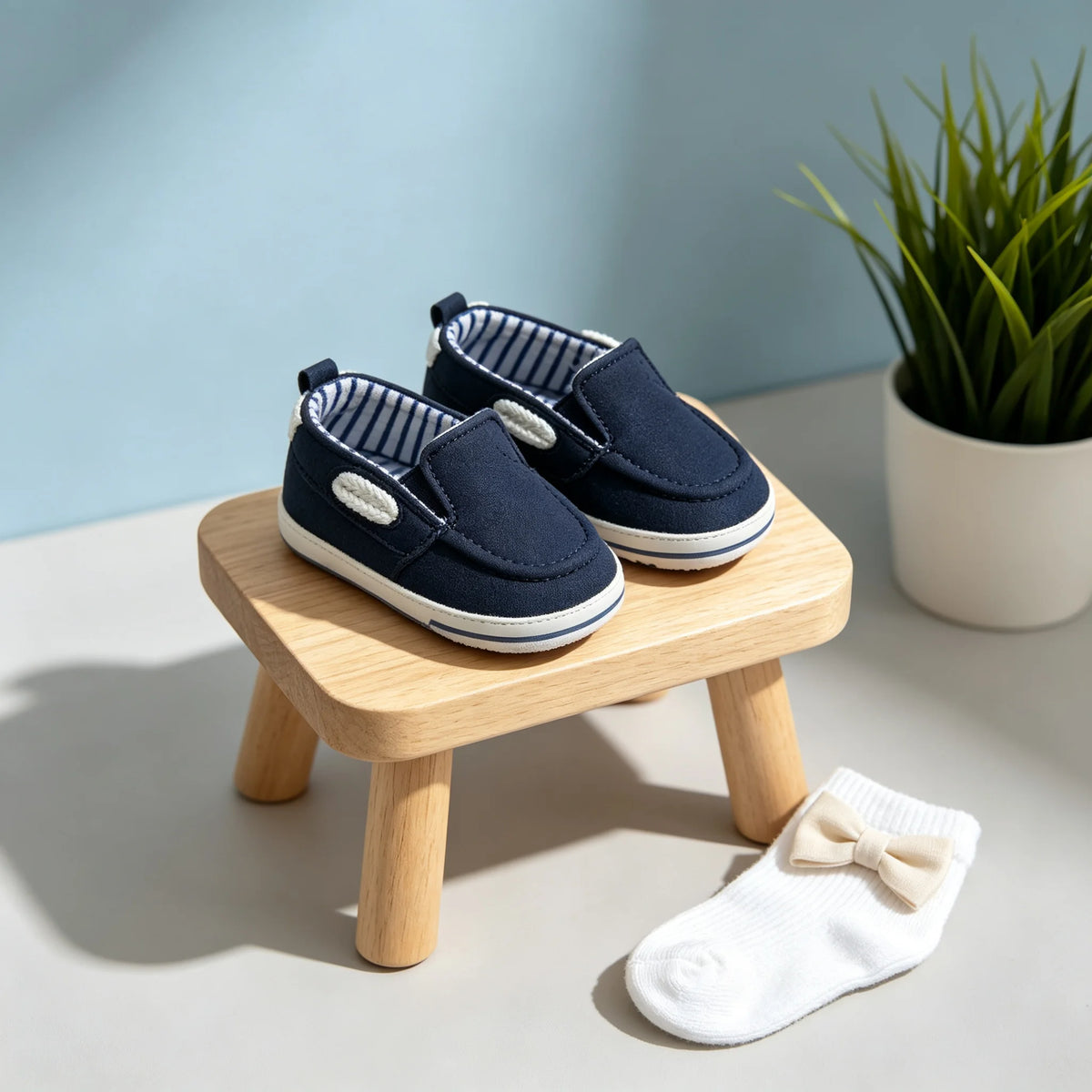 Mocassim Infantil para Bebê, de Lona, Macio e Antiderrapante