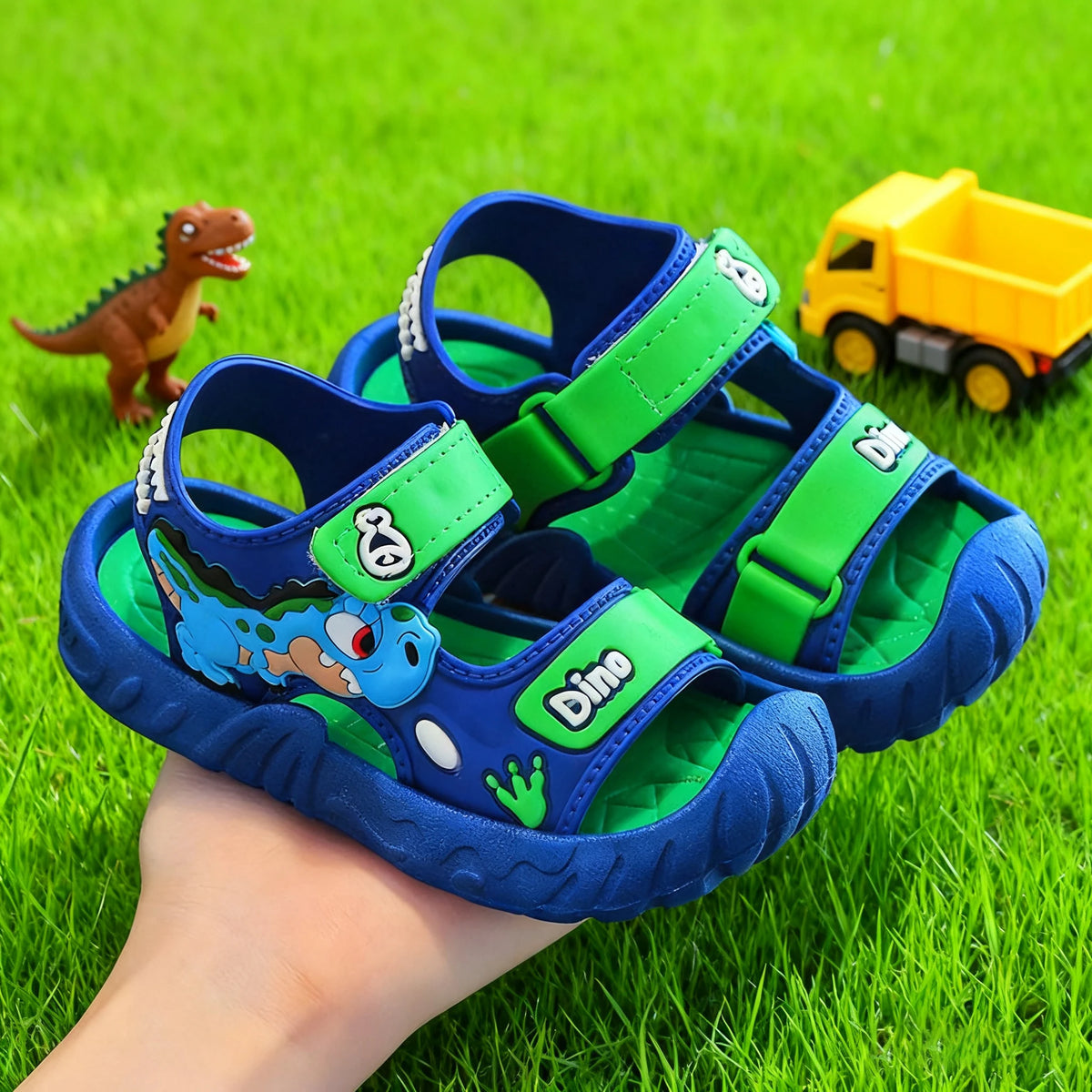 Sandália Infantil 3D de Dinossauro, Fechada, Macia e Antiderrapante