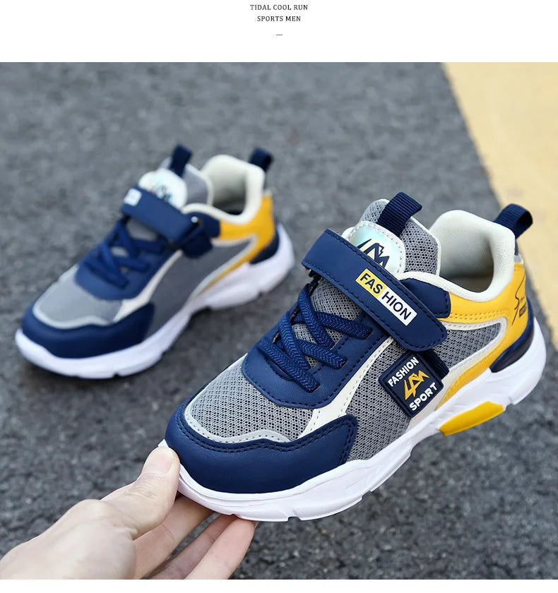 Tênis Infantil Casual para Meninos e Meninas, Respirável, com Tela e Fechamento em Gancho e Argola