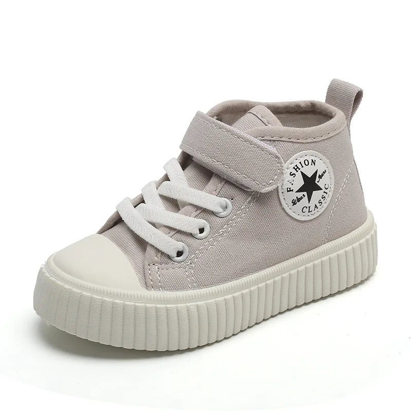 Tênis Infantil de Lona Cano Alto, com Velcro