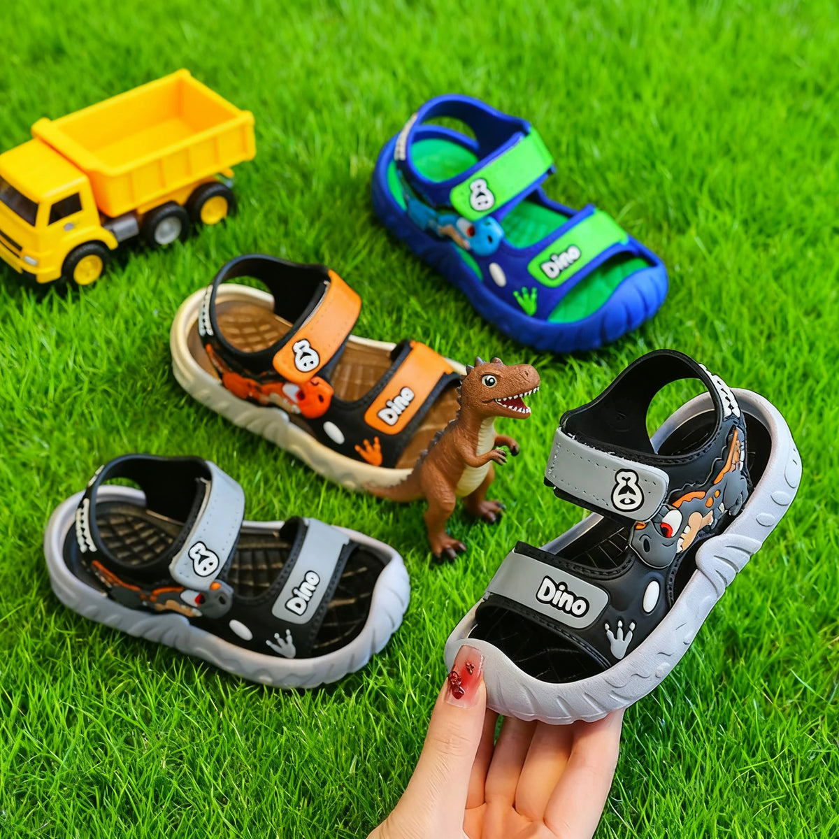 Sandália Infantil 3D de Dinossauro, Fechada, Macia e Antiderrapante