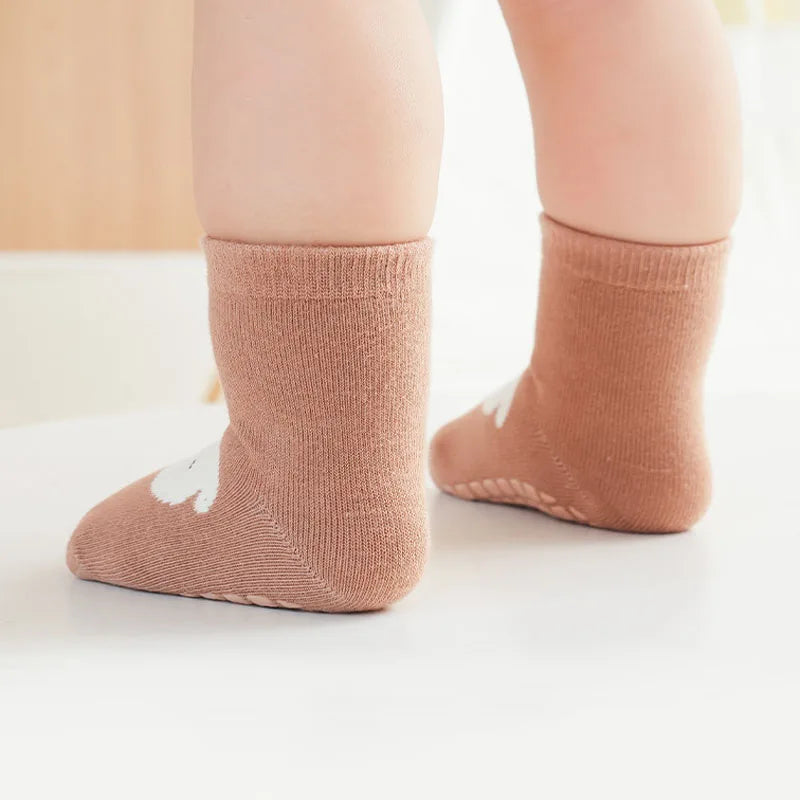 Kit com 6 Pares de Meias Infantis Antiderrapantes – Raposa e Urso