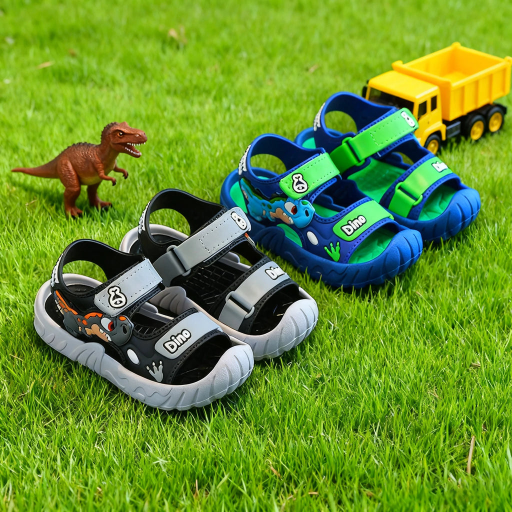 Sandália Infantil 3D de Dinossauro, Fechada, Macia e Antiderrapante