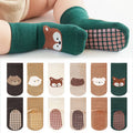 Kit com 6 Pares de Meias Infantis Antiderrapantes – Raposa e Urso